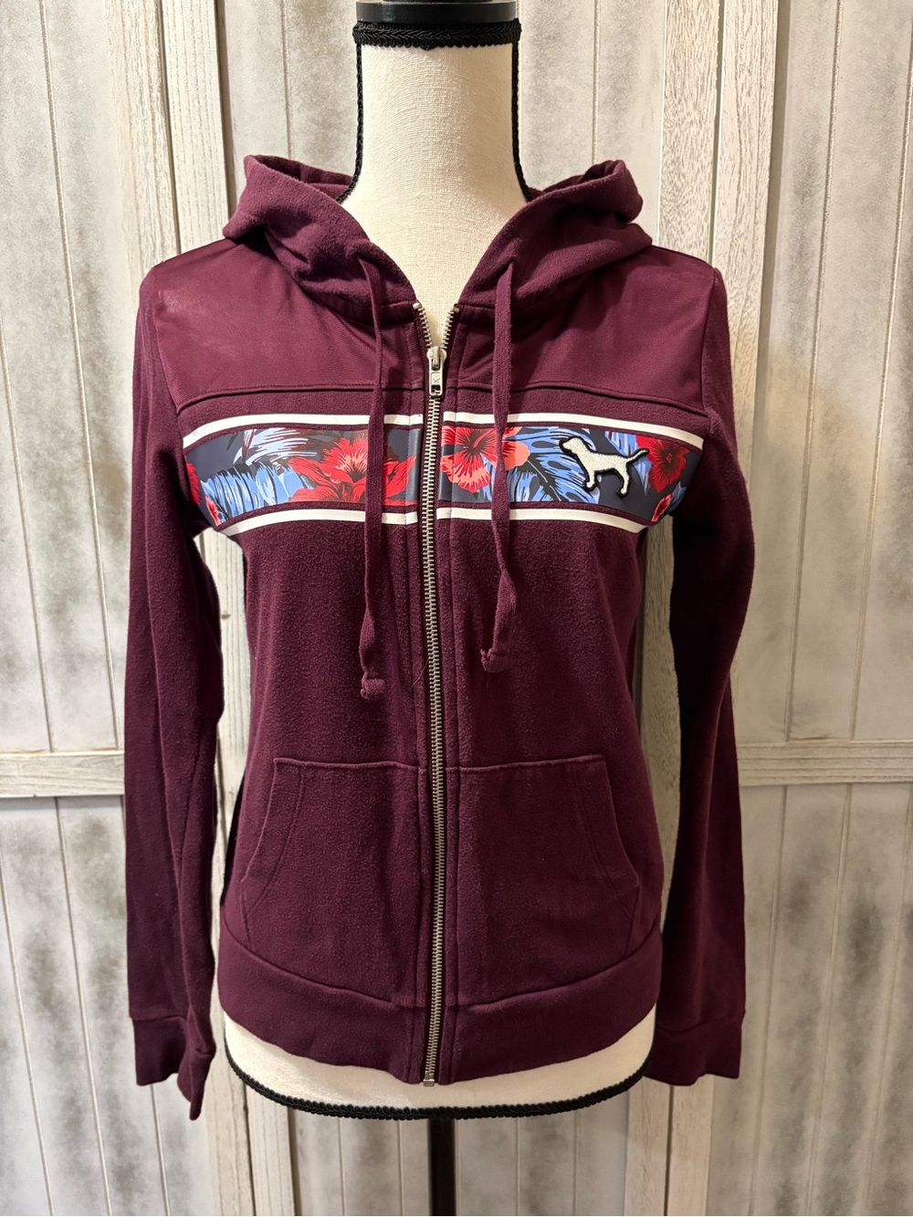 VS PINK Tropical Dog Full Zip Graphic Sweatshirt